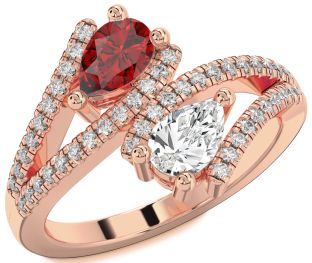 Diamond Rose Gold Pear Two Stone Promise Ring