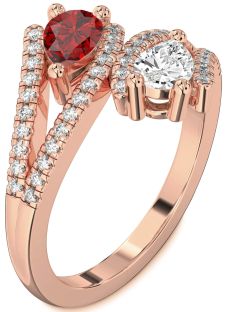 Diamond Rose Gold Pear Two Stone Promise Ring