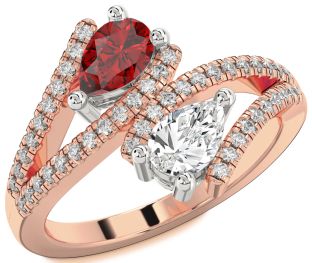 Diamond White Rose Gold Pear Two Stone Promise Ring