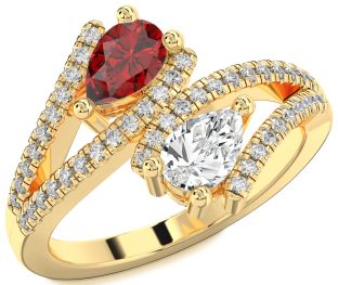 Diamond Gold Pear Two Stone Promise Ring