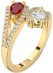 Diamond Gold Pear Two Stone Promise Ring