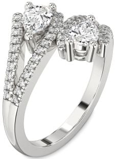 Diamond Platinum Pear Two Stone Ring