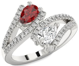Diamond Platinum Pear Two Stone Promise Ring