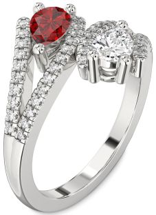 Diamond White Gold Pear Two Stone Promise Ring