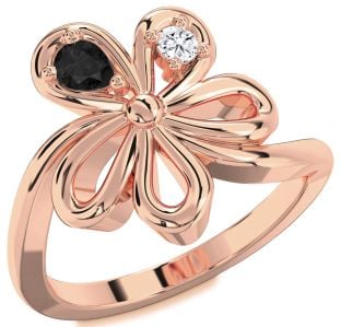 Rose Gold Flower Pear Two Stone Promise Ring