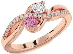 Diamond Rose Gold Pear Two Stone Promise Ring