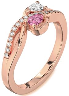 Diamond Rose Gold Pear Two Stone Promise Ring