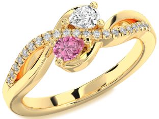 Diamond Gold Pear Two Stone Promise Ring
