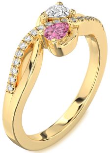 Diamond Gold Pear Two Stone Promise Ring