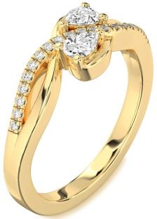 Diamond Gold Pear Two Stone Ring
