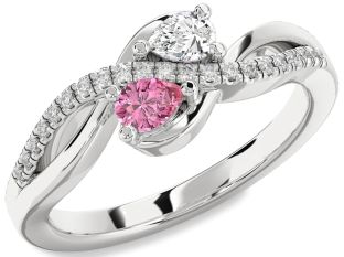 Diamond Silver Pear Two Stone Promise Ring