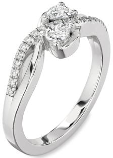 Diamond Platinum Pear Two Stone Ring