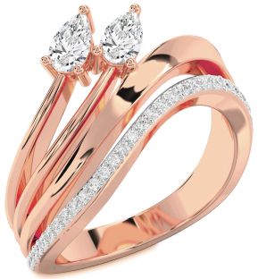 Diamond Rose Gold Pear Two Stone Ring