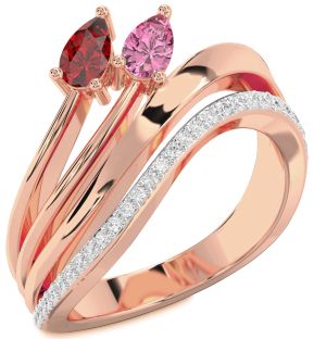 Diamond Rose Gold Pear Two Stone Promise Ring