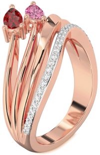 Diamond Rose Gold Pear Two Stone Promise Ring