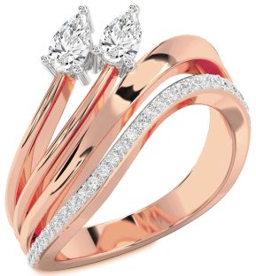 Diamond White Rose Gold Pear Two Stone Ring