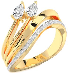 Diamond Gold Pear Two Stone Ring