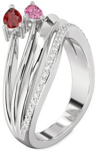 Diamond Platinum Pear Two Stone Promise Ring