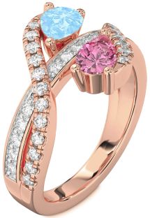 Diamond Rose Gold Pear Two Stone Promise Ring