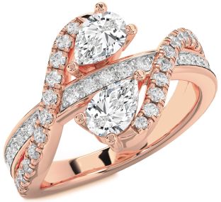 Diamond Rose Gold Pear Two Stone Ring