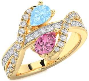 Diamond Gold Pear Two Stone Promise Ring