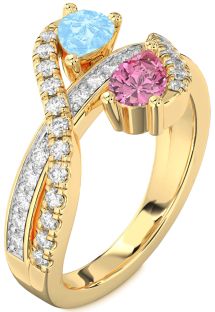 Diamond Gold Pear Two Stone Promise Ring