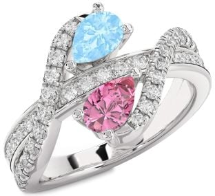 Diamond Platinum Pear Two Stone Promise Ring