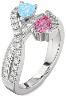 Diamond Platinum Pear Two Stone Promise Ring