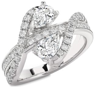 Diamond Platinum Pear Two Stone Ring