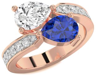 Diamond Rose Gold Pear Two Stone Promise Ring