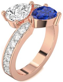 Diamond Rose Gold Pear Two Stone Promise Ring