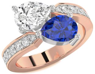 Diamond White Rose Gold Pear Two Stone Promise Ring