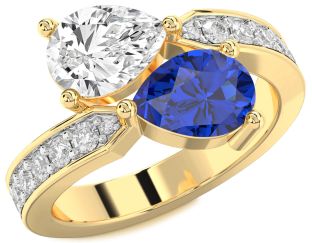 Diamond Gold Pear Two Stone Promise Ring