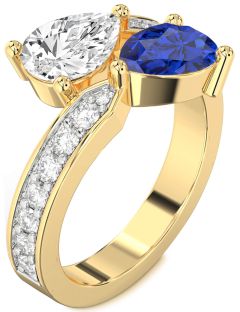 Diamond Gold Pear Two Stone Promise Ring