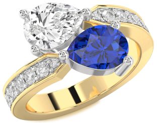 Diamond Platinum & Yellow Gold Pear Two Stone Promise Ring
