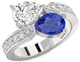 Diamond Platinum Pear Two Stone Promise Ring