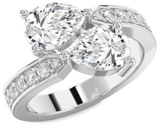 Diamond White Gold Pear Two Stone Ring