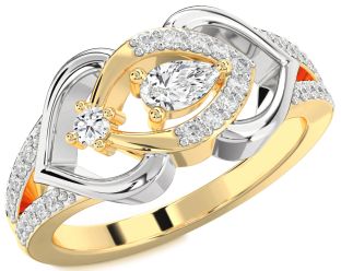Diamond White Yellow Gold Heart Promise Ring