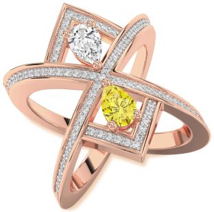 Diamond Rose Gold Silver Pear Two Stone Pave Promise Ring