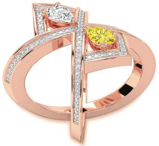 Diamond Rose Gold Pear Two Stone Pave Promise Ring