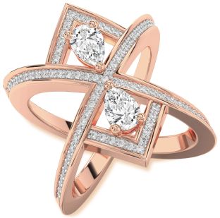 Diamond Rose Gold Pear Two Stone Pave Ring