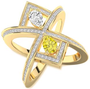 Diamond Gold Pear Two Stone Pave Promise Ring