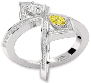 Diamond Platinum Pear Two Stone Pave Promise Ring