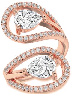 Diamond Rose Gold Pear Two Stone Ring