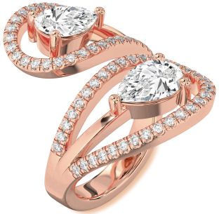 Diamond Rose Gold Pear Two Stone Ring