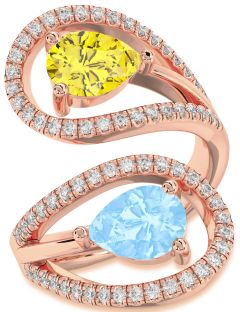 Diamond Rose Gold Pear Two Stone Promise Ring