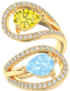 Diamond Gold Pear Two Stone Promise Ring