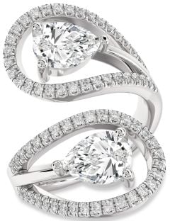 Diamond White Gold Pear Two Stone Ring
