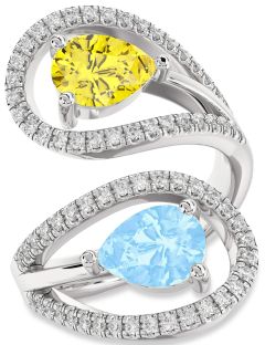 Diamond Platinum Pear Two Stone Promise Ring