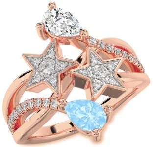 Diamond Rose Gold Star Pear Two Stone Promise Ring